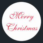Adesivo Red Merry Christmas Script | Férias<br><div class="desc">Feliz Natal Tradicional de Feriados Vermelhos com script vermelho em um fundo branco.</div>