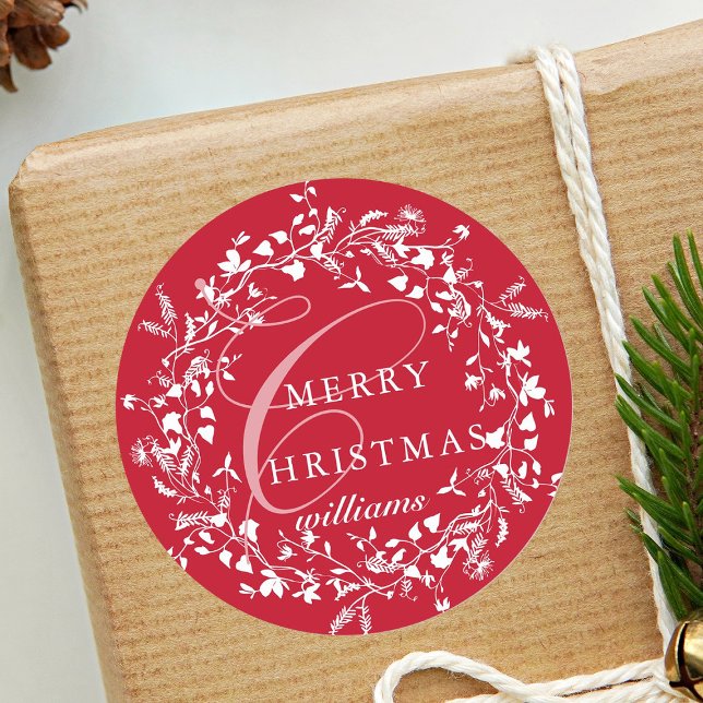 Adesivo Red Modern Boho Wildflower Wreath Natal (Criador carregado)