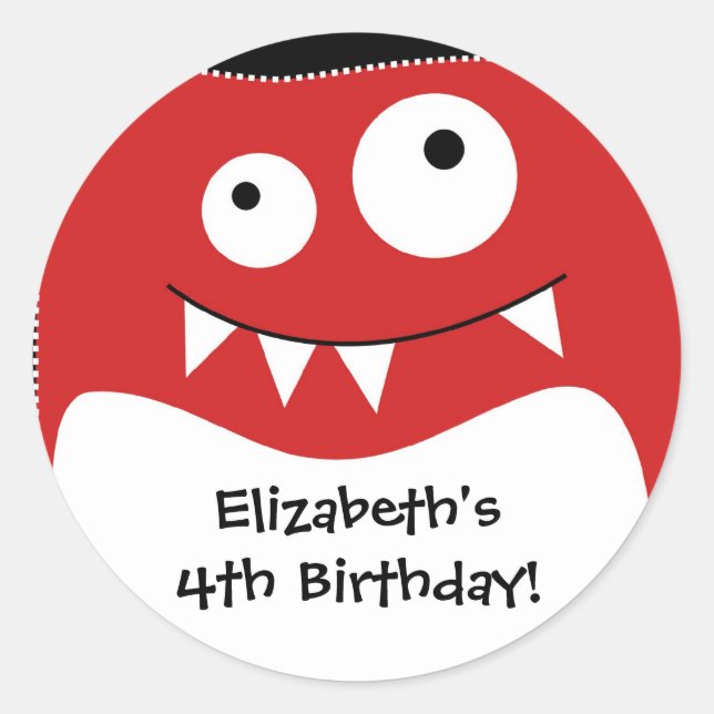 Adesivo Red Monster Bash Birthday Sticker (Frente)