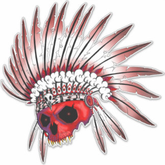Adesivo Red Native skull Art