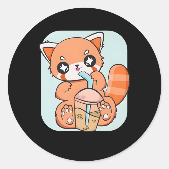 Adesivo Red Panda Boba Anime Pearl Bubble Tea (Frente)