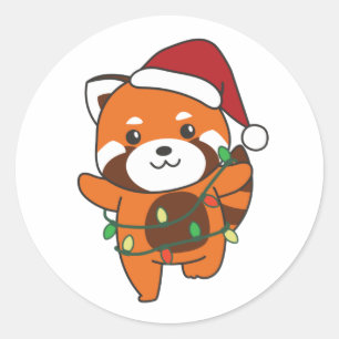 Adesivo Red Panda Christmas Animais de inverno Red Pandas