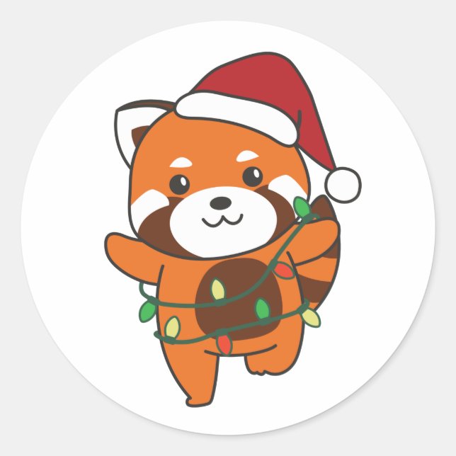 Adesivo Red Panda Christmas Animais de inverno Red Pandas  (Frente)