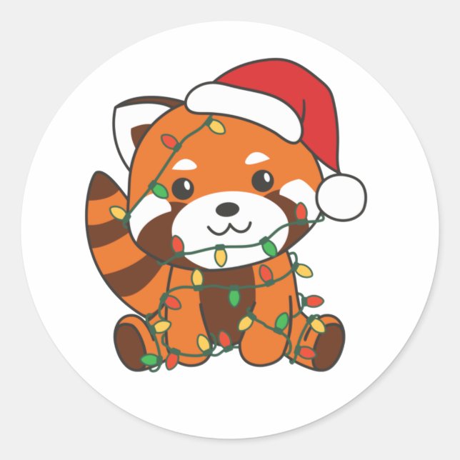 Adesivo Red Panda Christmas Animais de inverno Red Pandas  (Frente)