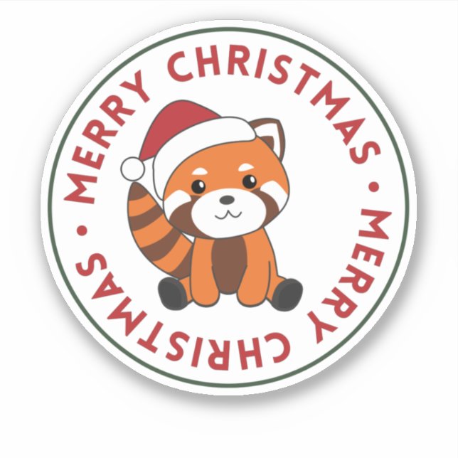 Adesivo Red Panda Christmas Snow Animais de inverno Pandas (Frente)