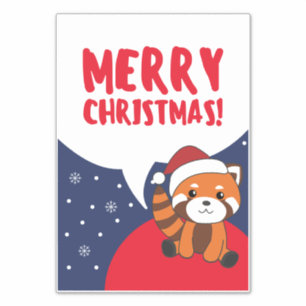 Adesivo Red Panda Christmas Snow Animais de inverno Pandas