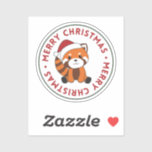 Adesivo Red Panda Christmas Snow Animais de inverno Pandas<br><div class="desc">O panda vermelho para suavidade com luzes justas. Animais engraçados com presentes e neve até as férias. Também é engraçado para o Natal em julho. Os Pandas Vermelhos são animais doces e perfeitos para o Natal.</div>
