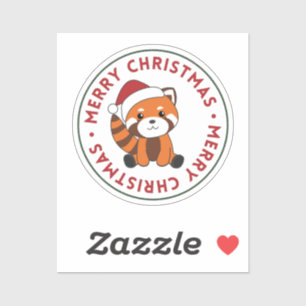 Adesivo Red Panda Christmas Snow Animais de inverno Pandas