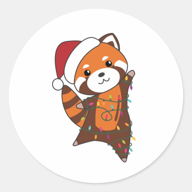 Adesivo Red Panda Christmas Snow Winter Animais Pandas (Frente)