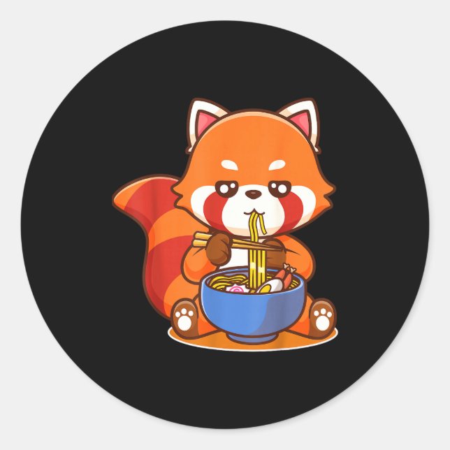 Adesivo Red Panda Eating Ramen Japanese Soup Zoo Animal Zo (Frente)