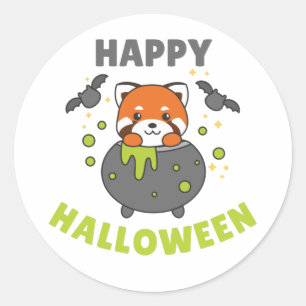 Adesivo Red Panda Happy Halloween Cauldron Bat Classic Rou