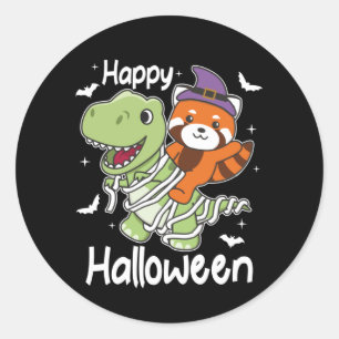 Adesivo Red Panda Happy Halloween T-rex Mummy Costume