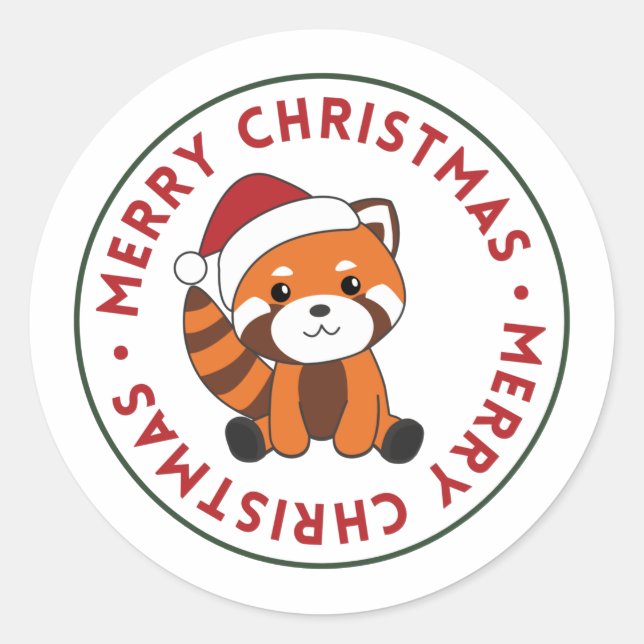 Adesivo Red Panda Natal Neve Animais de inverno Pandas Cla (Frente)