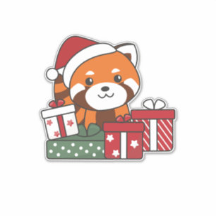 Adesivo Red Panda Natal Presente Inverno Pandas Vermelhas 