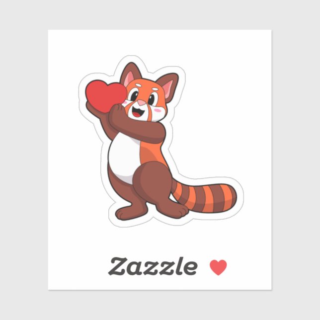 Adesivo Red Panda no Love with Heart.PNG (Folha)
