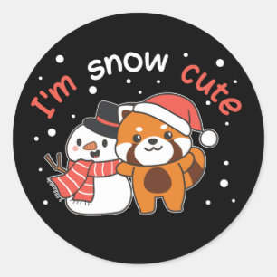 Adesivo Red Panda, sou Snow Cute Snowman Snow Pun Classic 