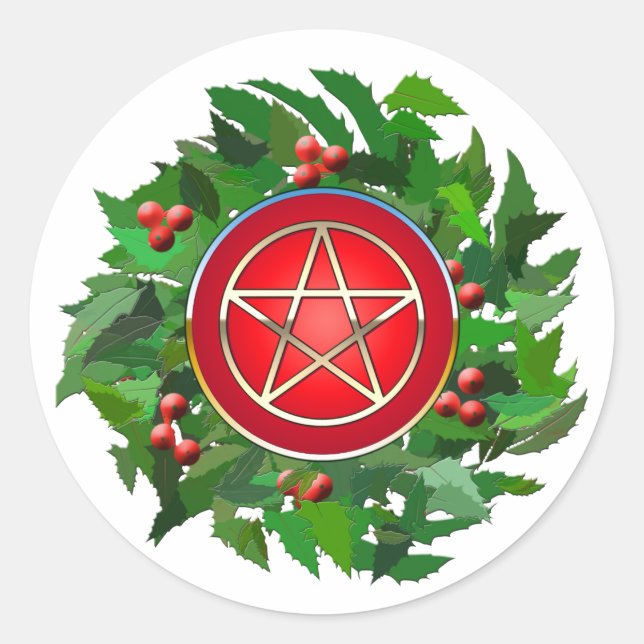Adesivo Red Pentacle on Holly Wreath (Frente)