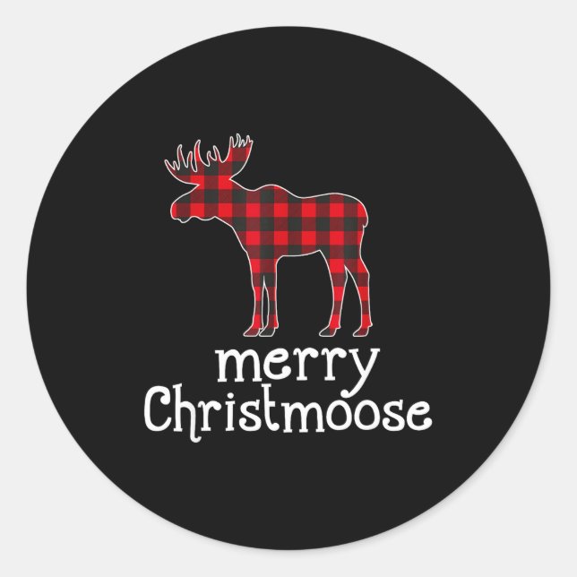 Adesivo Red Plaid Merry Christmoose Christmas Moose Lovers (Frente)