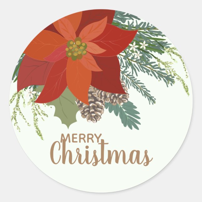 Adesivo Red Poinsettia buquê floral de Natal (Frente)