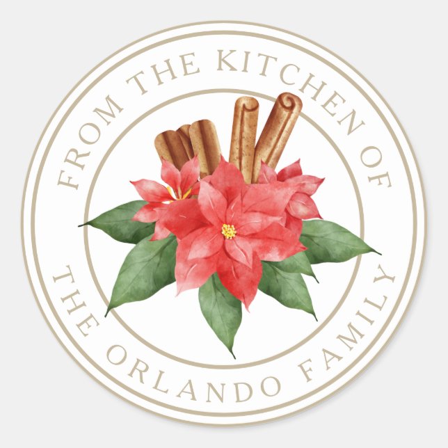 Adesivo Red Poinsettia Christmas from the Kichen White (Frente)