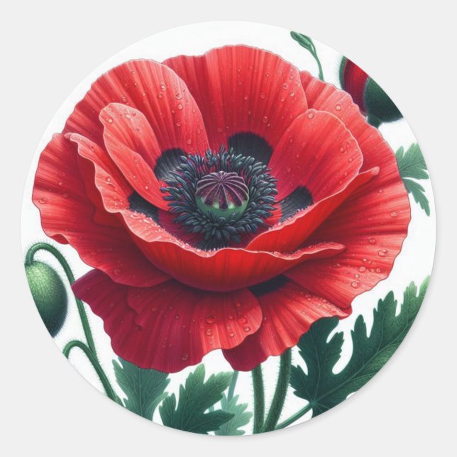 Adesivo Red Poppy Floral (Frente)