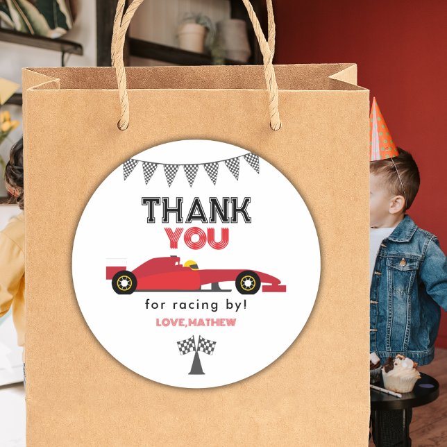 Adesivo Red Race Car Birthday Any Birthday Party  (Criador carregado)