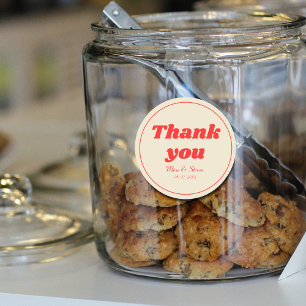 Adesivo Red Retro Vintage Tipografia obrigado de casamento