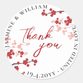 Adesivo Red Sakura Flowers Cherry Blossoms Casamento Asiát