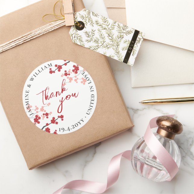 Adesivo Red Sakura Flowers Cherry Blossoms Casamento Asiát (Presentear)