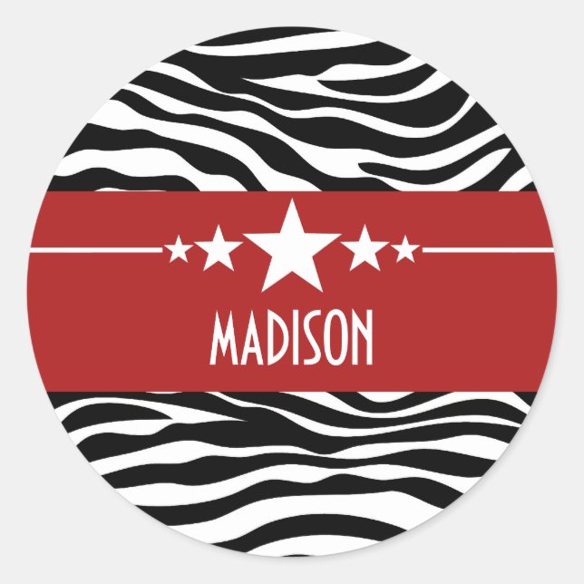 Adesivo Red Sassy Star Zebra Stickers (Frente)