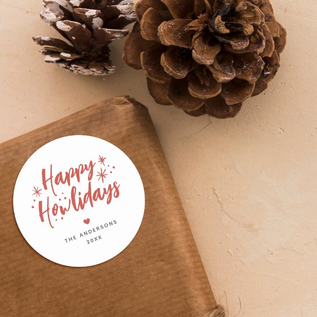 Adesivo Red Script Happy Howlidays Pet Natal (Criador carregado)