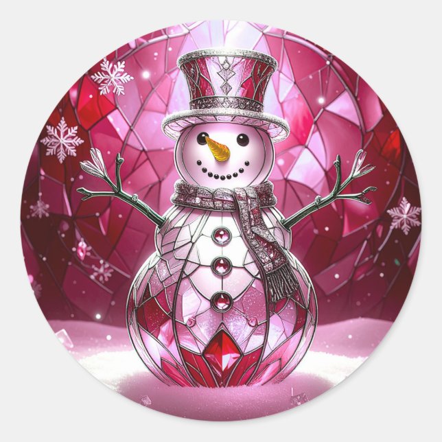 Adesivo Red Snowman Snowflakes Holiday Sticker (Frente)