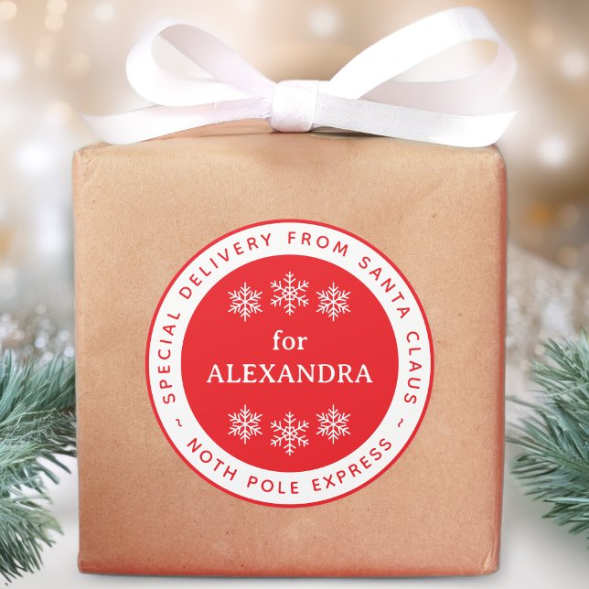 Adesivo Red Special Delivery from Santa North Pole Name (Criador carregado)