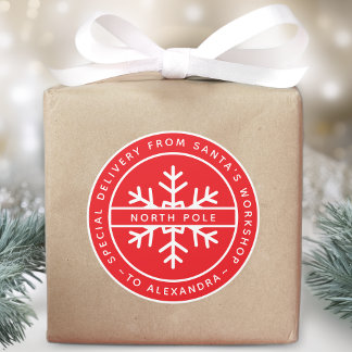 Adesivo Red Special Delivery from Santa to Name North Pole