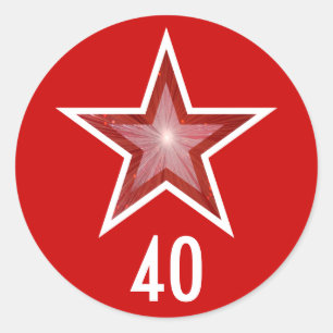 Adesivo Red Star: "40" colante vermelho