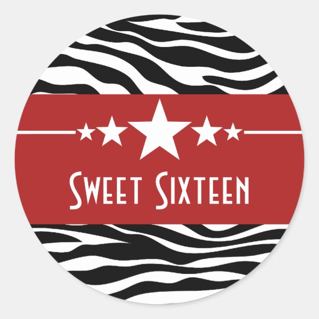 Adesivo Red Stars Zebra Imprima 16 Stickers Doce (Frente)