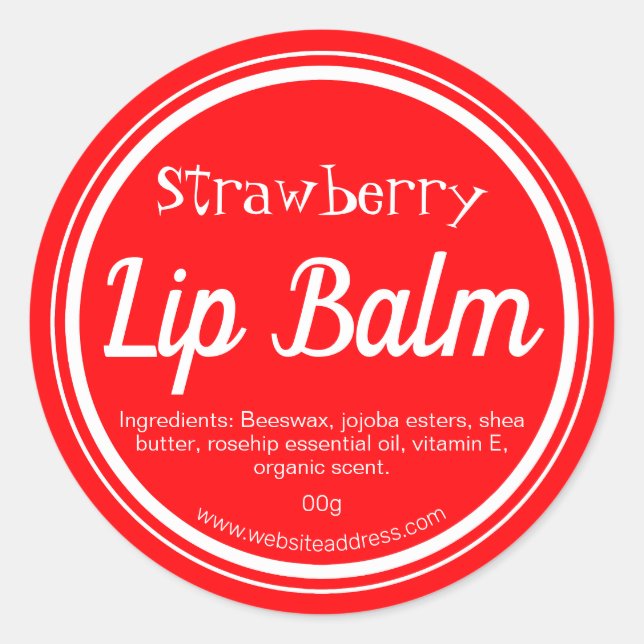 Adesivo Red Strawberry Lip Balm Pote Lable (Frente)