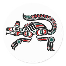 Red Teal e Black Haida Spirit Wolf