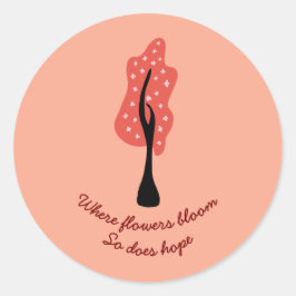 Adesivo Red tree in blossom with pink flowers and quote