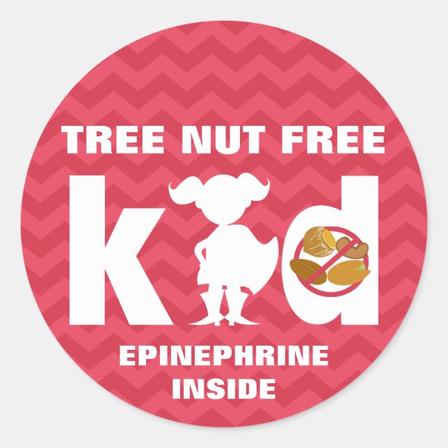 Adesivo Red Tree Nut Free Kid Girl Silhouette Epinephrine (Frente)