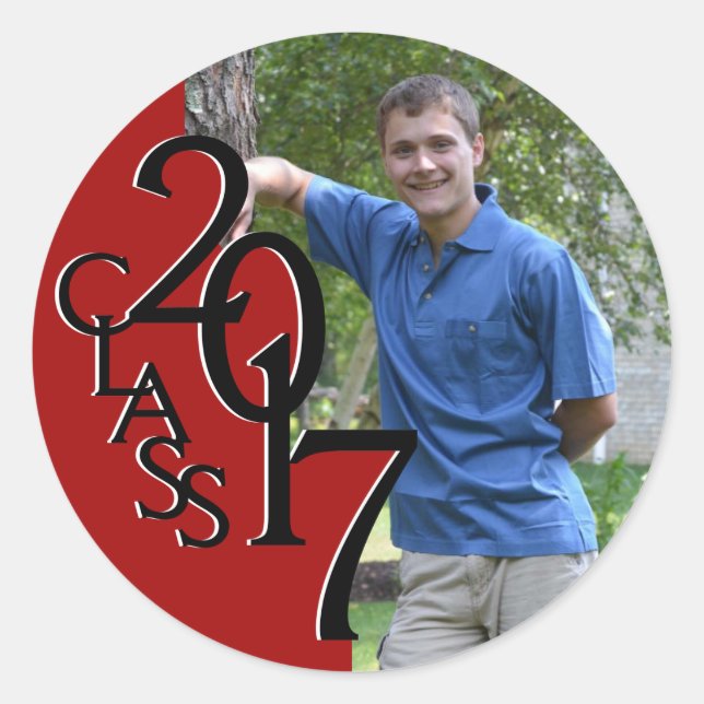 Adesivo Red Varsity 2017 Graduation Class com Foto (Frente)