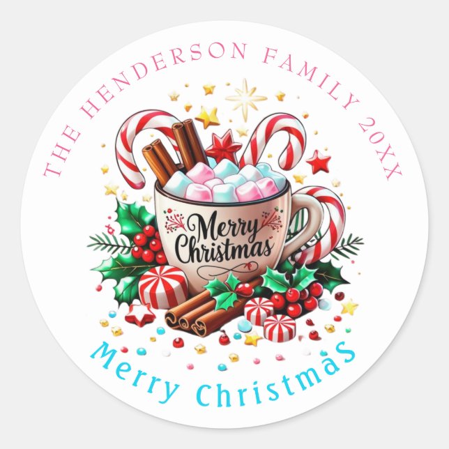 Adesivo Red Watercolor Festive Christmas Holiday Hot Cocoa (Frente)