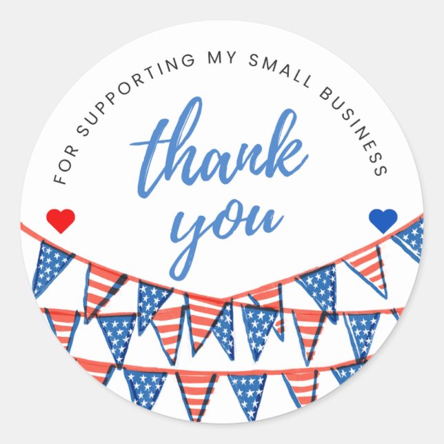 Adesivo Red, White, And Blue Flag Thank You Round Sticker (Frente)