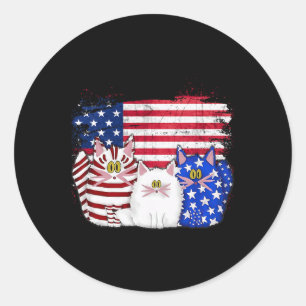 Adesivo Red White Blue Cats Usa Flag Firework 4 De Julho