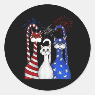 Adesivo Red White Blue Cats Usa Flag Firework 4 De Julho