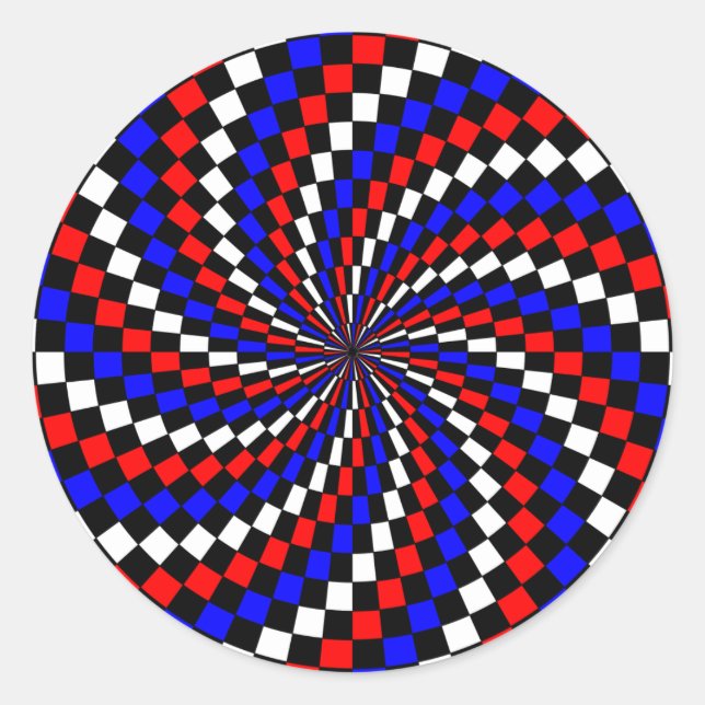 Adesivo Red White Blue Checker Spiral por Kenneth Yoncich (Frente)