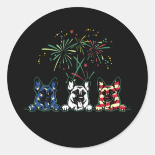 Adesivo Red White Blue German shepherd USA Flag Fireworks