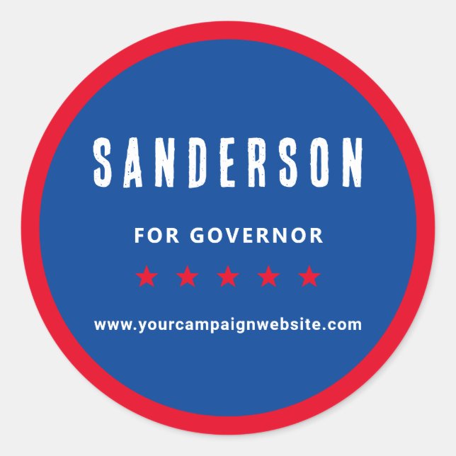 Adesivo Red White Blue Political Election Campaign Name (Frente)