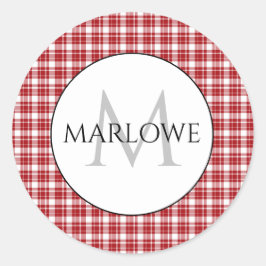 Adesivo Red White Checks Monograma de Xadrez