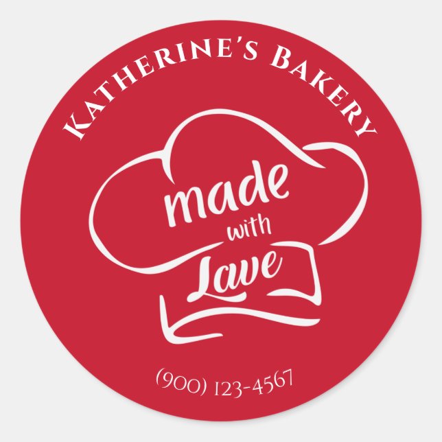 Adesivo Red White Chef Hade with Love Sticker (Frente)